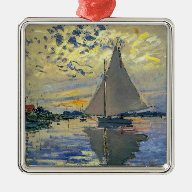 Claude Monet - Sailboat at Le Petit-Gennevilliers Metal Ornament (Front)