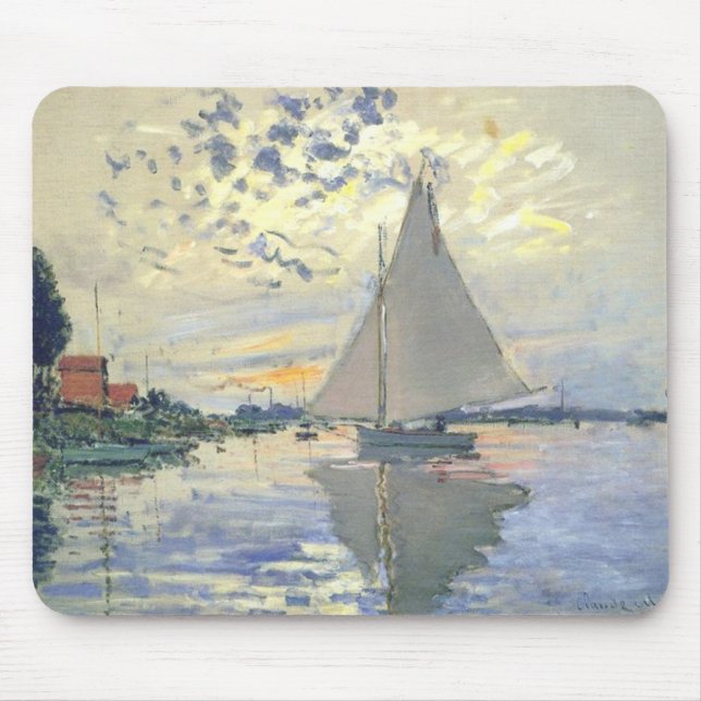 Claude Monet - Sailboat At Le Petit Gennevilliers Mouse Pad (Front)