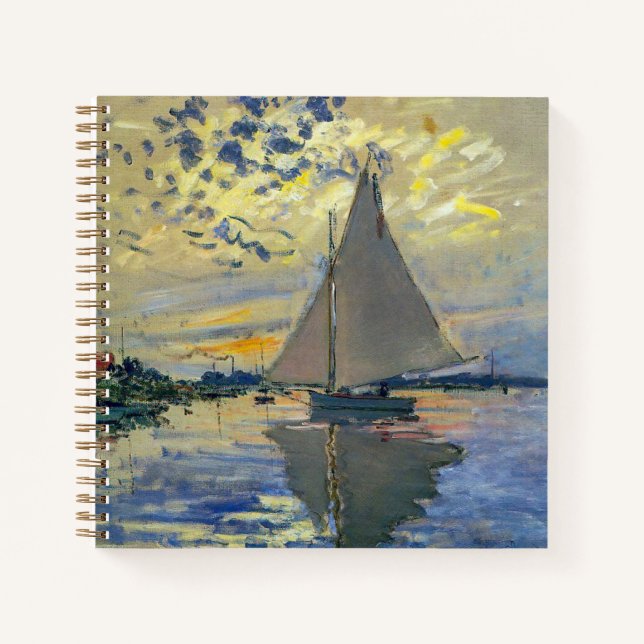 Claude Monet - Sailboat at Le Petit-Gennevilliers Notebook (Front)