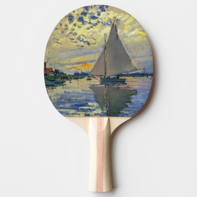 Claude Monet - Sailboat at Le Petit-Gennevilliers Ping Pong Paddle (Front)