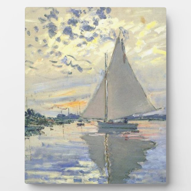 Claude Monet - Sailboat At Le Petit Gennevilliers Plaque (Front)