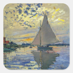 Claude Monet - Sailboat at Le Petit-Gennevilliers Square Sticker