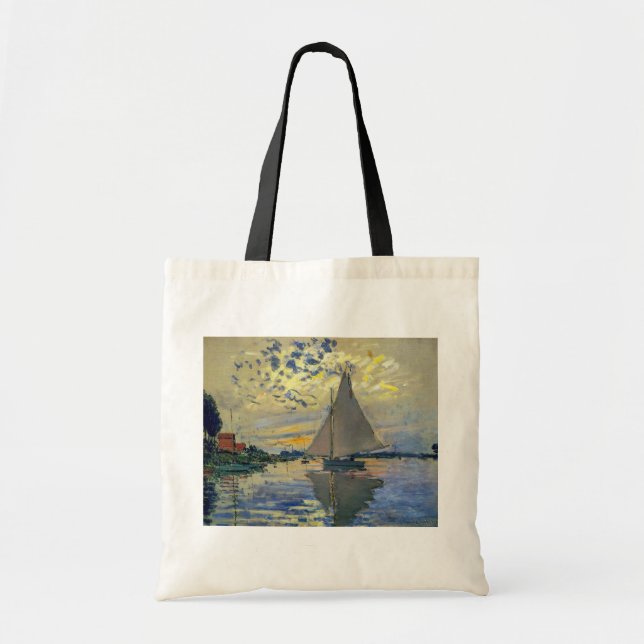 Claude Monet - Sailboat at Le Petit-Gennevilliers Tote Bag (Front)