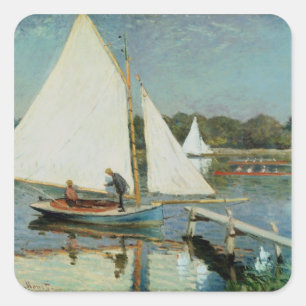 Claude Monet Sailing at Argenteuil, c.1874 Square Sticker