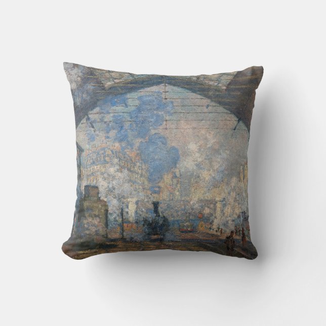 Claude Monet - Saint-Lazare Station exterior view Cushion (Front)