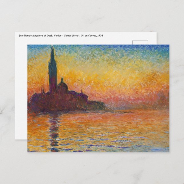 Claude Monet - San Giorgio Maggiore at Dusk Postcard (Front/Back)