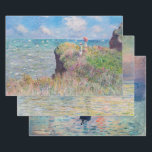 Claude Monet - Seascape Masterpieces Selection Wrapping Paper Sheet<br><div class="desc">Claude Monet - Seascape Masterpieces Selection:
 - Cliff Walk at Pourville / Promenade sur la falaise,  Pourville - 1882
 - The Manneport,  Cliff at Etretat,  Sunset / Etretat,  soleil couchant - 1883
 - Impression,  Sunrise / Impression,  soleil levant - 1872</div>