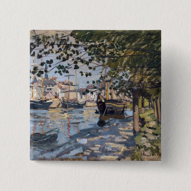 Claude Monet | Seine at Rouen, 1872 15 Cm Square Badge (Front)