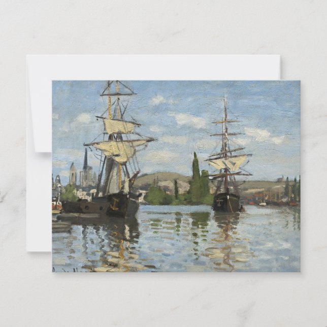 Claude Monet Ships on the Seine River Travel Art Card (Front)