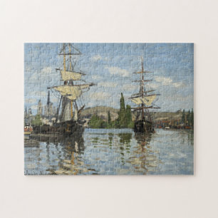 Claude Monet Ships on the Seine River Travel Art Jigsaw Puzzle