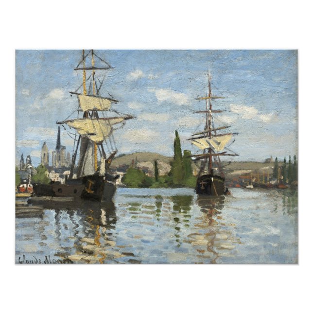 Claude Monet Ships on the Seine River Travel Art Photo Print (Front)