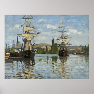 Claude Monet Ships on the Seine River Travel Art Poster