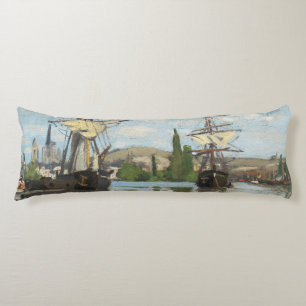 Claude Monet   Ships Riding on the Seine at Rouen Body Cushion