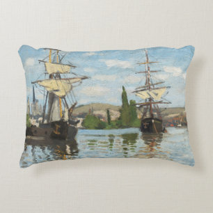 Claude Monet Ships Riding on the Seine at Rouen Decorative Cushion