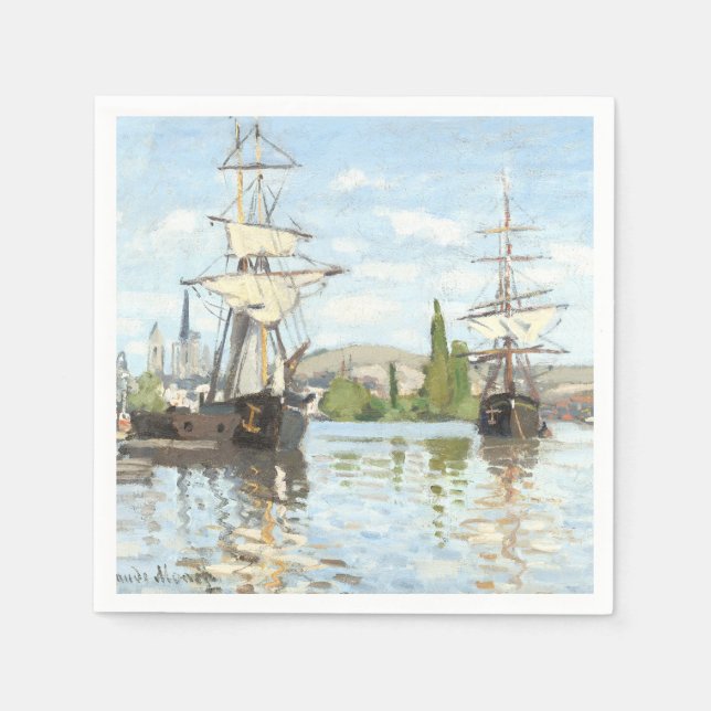 Claude Monet. Ships Riding on the Seine at Rouen Napkin (Front)