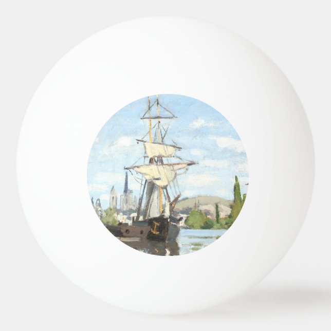Claude Monet. Ships Riding on the Seine at Rouen Ping Pong Ball (Front)
