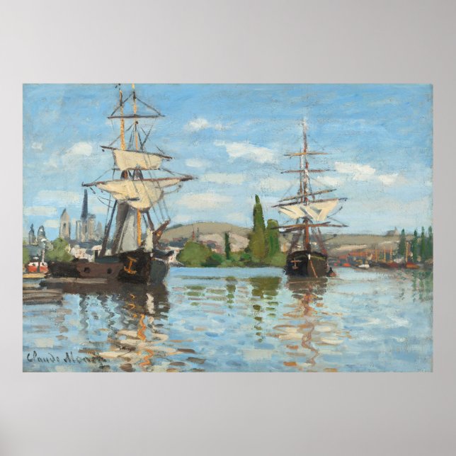 Claude Monet - Ships Riding on the Seine at Rouen Poster (Front)
