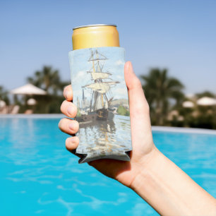 Claude Monet. Ships Riding on the Seine at Rouen Seltzer Can Cooler