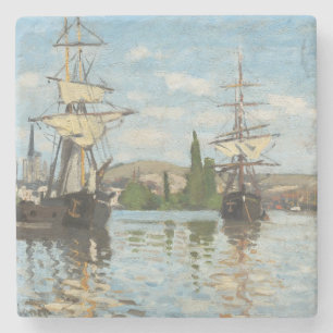 Claude Monet   Ships Riding on the Seine at Rouen Stone Coaster