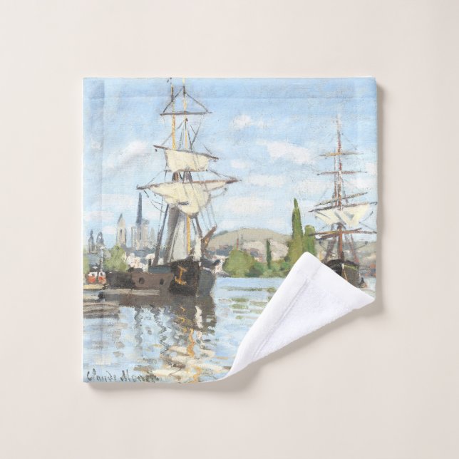 Claude Monet. Ships Riding on the Seine at Rouen Wash Cloth (Wash Cloth)