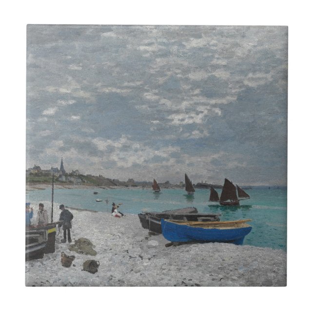 Claude Monet Sky Clouds Boats Ships Sea Ocean Ceramic Tile (Front)