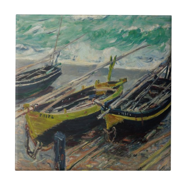 Claude Monet Sky Clouds Boats Ships Sea Ocean Ceramic Tile (Front)