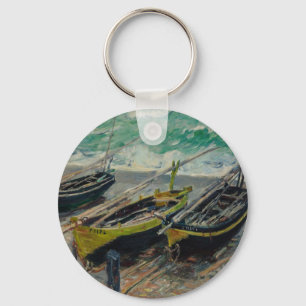 Claude Monet Sky Clouds Boats Ships Sea Ocean Key Ring