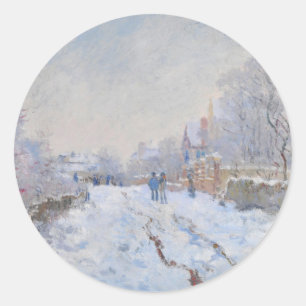 Claude Monet // Snow at Argenteuil Classic Round Sticker