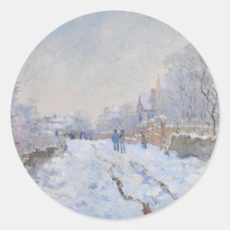 Claude Monet // Snow at Argenteuil Classic Round Sticker