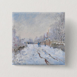 Claude Monet - Snow Scene at Argenteuil 15 Cm Square Badge