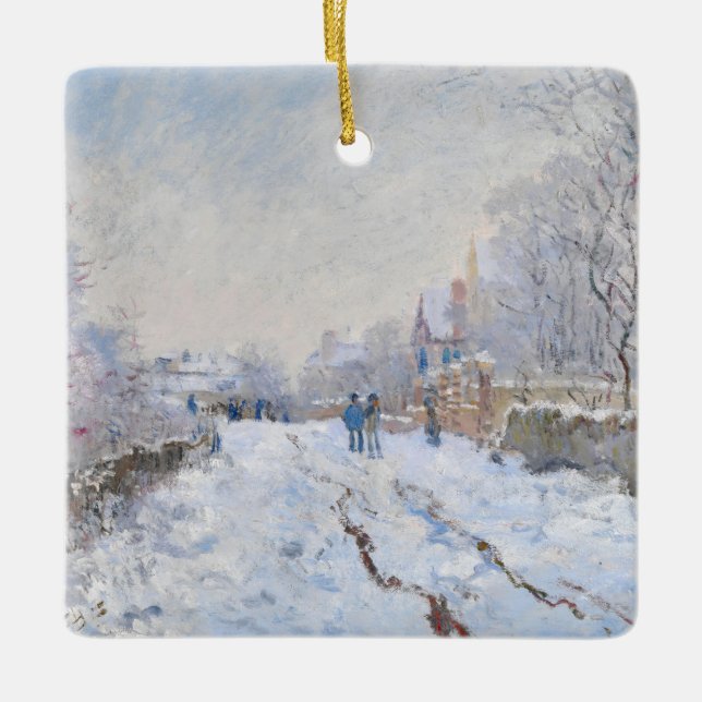 Claude Monet - Snow Scene at Argenteuil Ceramic Ornament (Front)