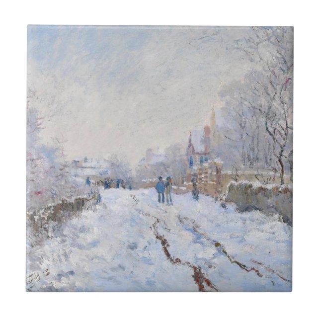 Claude Monet - Snow Scene at Argenteuil Ceramic Tile (Front)