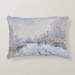 Claude Monet - Snow Scene at Argenteuil Decorative Cushion<br><div class="desc">Snow Scene at Argenteuil / Rue sous la neige,  Argenteuil - Claude Monet,  1875</div>