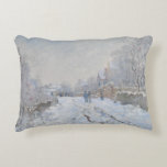 Claude Monet - Snow Scene at Argenteuil Decorative Cushion<br><div class="desc">Snow Scene at Argenteuil by Claude Monet,  1875. Oil on canvas.</div>