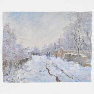 Claude Monet - Snow Scene at Argenteuil Fleece Blanket