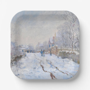 Claude Monet - Snow Scene at Argenteuil Paper Plate