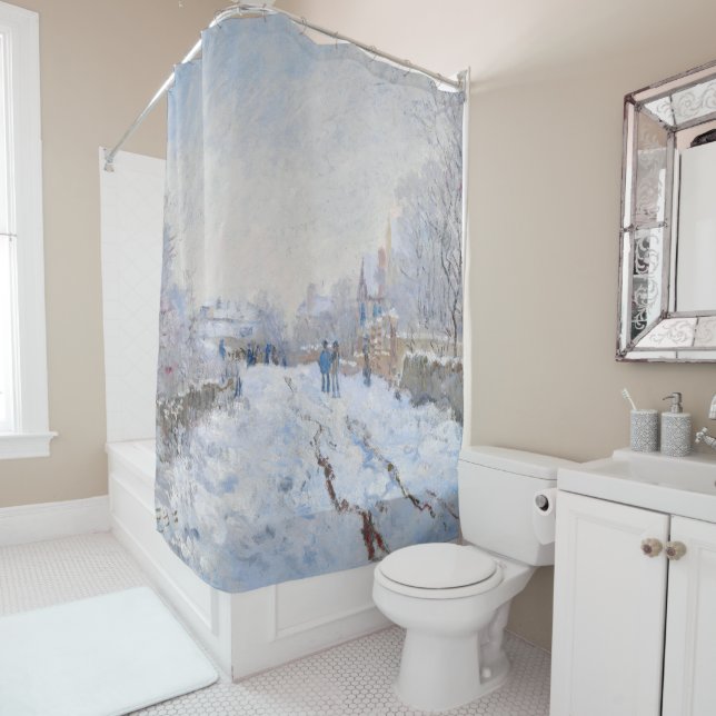Claude Monet - Snow Scene at Argenteuil Shower Curtain (In Situ)