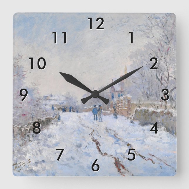 Claude Monet - Snow Scene at Argenteuil Square Wall Clock (Front)