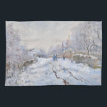 Claude Monet - Snow Scene at Argenteuil Tea Towel<br><div class="desc">Snow Scene at Argenteuil / Rue sous la neige,  Argenteuil - Claude Monet,  1875</div>