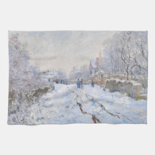 Claude Monet - Snow Scene at Argenteuil Tea Towel