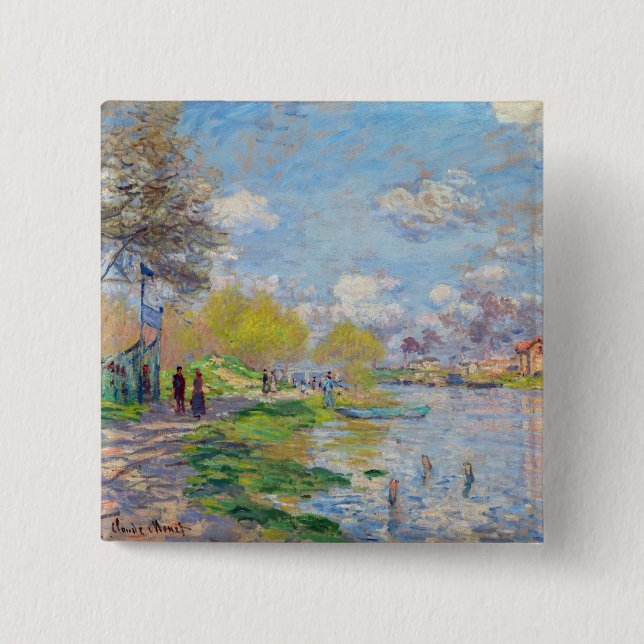 Claude Monet - Spring by the Seine 15 Cm Square Badge (Front)