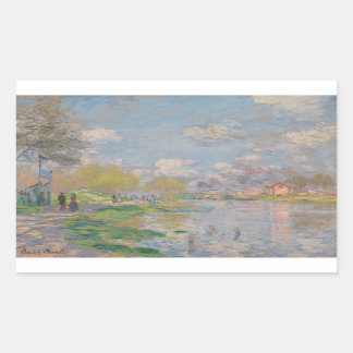 Claude Monet - Spring by the Seine Rectangular Sticker