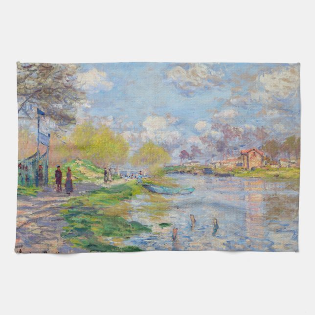 Claude Monet - Spring by the Seine Tea Towel (Horizontal)