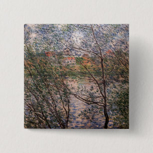 Claude Monet - Springtime through the branches 15 Cm Square Badge