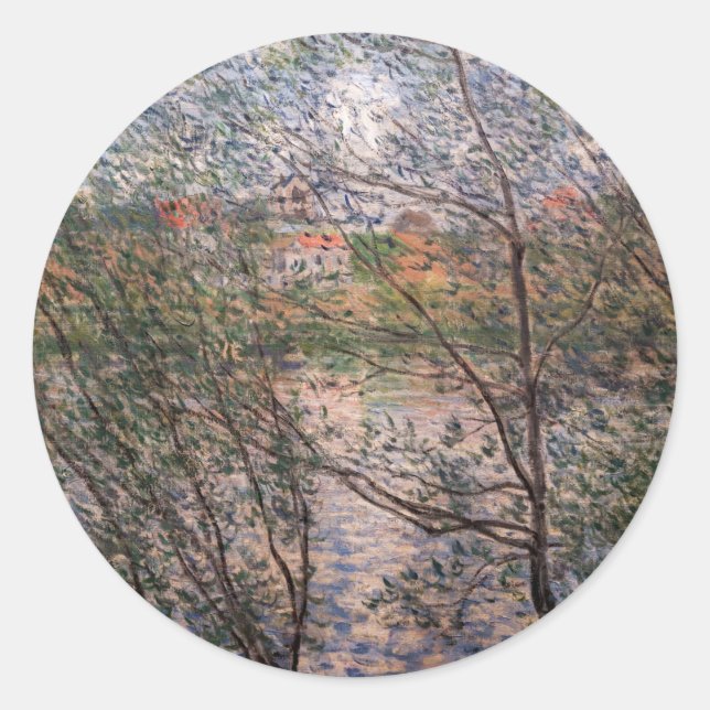 Claude Monet - Springtime through the branches Classic Round Sticker (Front)