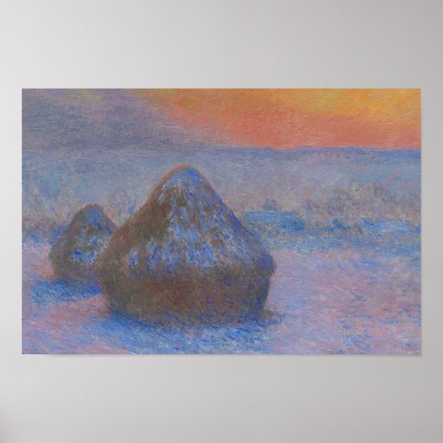 Claude Monet - Stacks of Wheat - Sunset, Snow Poster (Front)