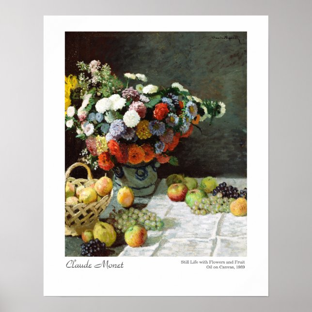 Claude Monet Still Life with Flowers and Fruit Poster (Front)
