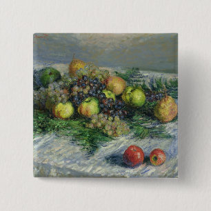 Claude Monet Still Life with Pears and Grapes 15 Cm Square Badge