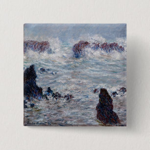 Claude Monet - Storm off the Belle-Ile Coast 15 Cm Square Badge