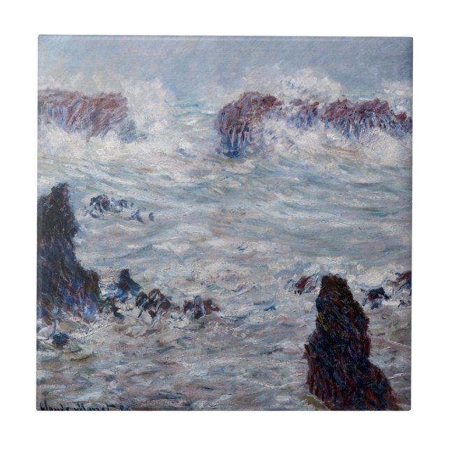 Claude Monet - Storm off the Belle-Ile Coast Ceramic Tile (Front)